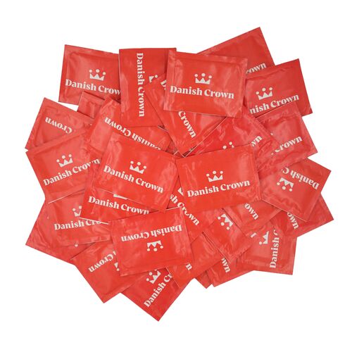 Wet Wipe with Danish Crown logo. 100 pieces per pack
