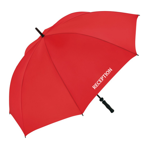 Umbrella with the Reception logo